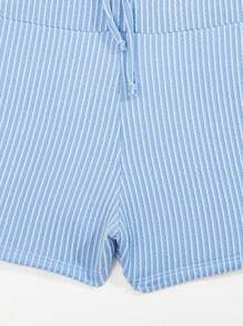 Drawstring Front Cami Top And Shorts Bikini Set Carnival - Blue - View 5