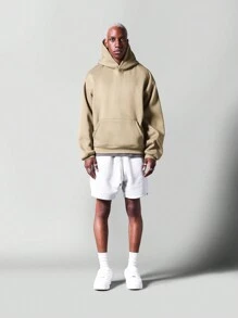 SUMWON Regular Fit Essential Overhead Hoodie - Khaki - View 5