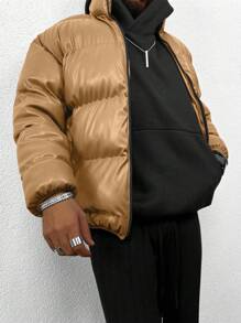 Manfinity Hypemode Men's Bright Padded Coat Padded Coat - Camel - View 4