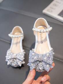 Children's Flat Shoes, Crystal Princess Shoes, Rhinestone Toe Shoes - Silver - View 4