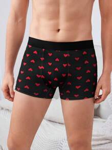 男士心型印花平口內褲