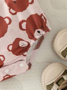 Body para bebé niña con estampado de oso y tirantes