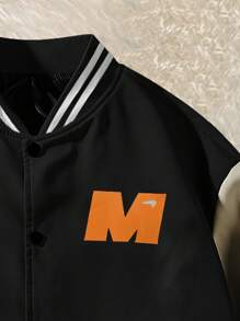 Claim Dot Männer Jacke Mit Farbblock Und Buchstaben Bedruckung, Lockerer Schnitt - Schwarz - Übersicht 4