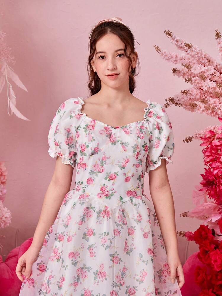 Teenagers (Girls) Organza Floral Print Dress
