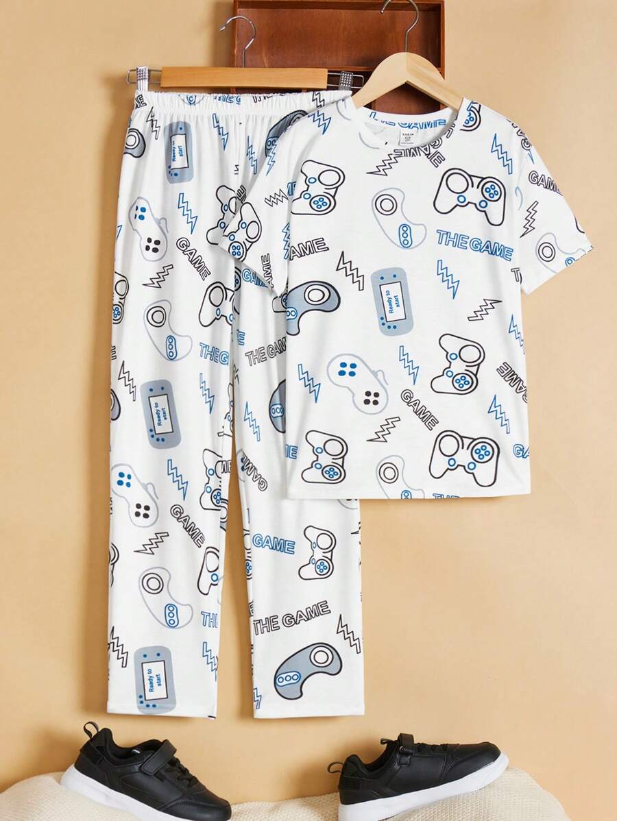 SHEIN 青少年男孩休閒舒適家居服2件組