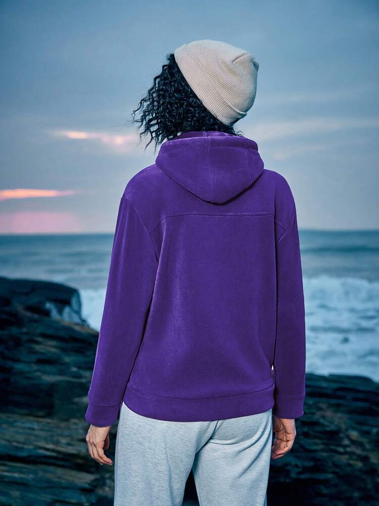 Women's Zipper Front Outdoor Sports Hoodie With Letter Patch