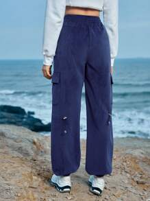 In My Nature 女士戶外長褲,掀蓋口袋和束腰帶設計 - 卡其色 - 查看 2