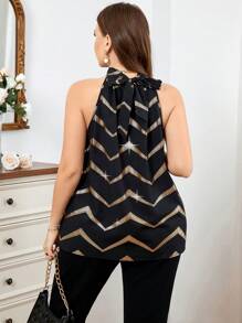 SHEIN Privé Chemise Sans Manches À Bretelles Licou Bronzantes Élégantes Pour Femmes De Grande Taille