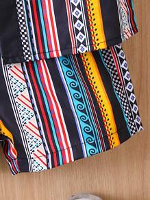 男嬰幾何條紋襯衫與短褲套裝 - 彩色 - 查看 6