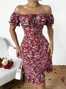 Chiquease 女性露肩花卉印花連身裙 - 彩色 - 查看 1