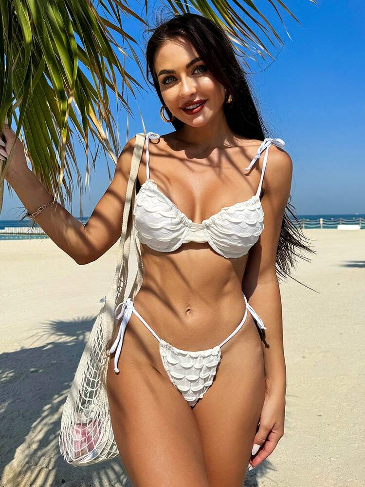 Women's Textured Two-Piece Bikini Set Summer Beach