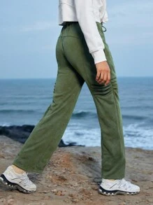 In My Nature Solid Color Drawstring Waist Outdoor Pants