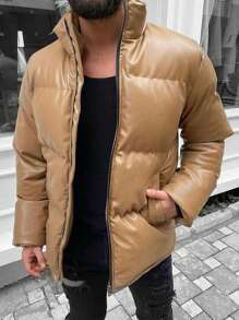 Manfinity Hypemode Men's Bright Padded Coat Padded Coat - Camel - View 7