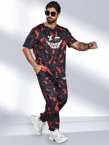 Manfinity LEGND 大尺碼男士紮染表情符號印花兩件套 - 彩色 - 查看 7