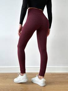 EURMUSE Wide-Waist Base-Layer Leggings - Burgundy - View 1