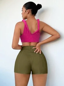 SHEIN SXY 女式純色高腰緊身短褲