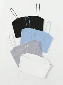 Sweetra Solid Color Cropped Camisole Top For Summer - Multicolor - View 2