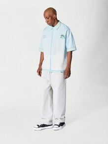 SUMWON Relaxed Fit Shirt With All Over Print - Blue - View 4