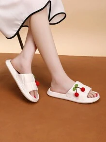 新款时尚家居凉鞋 女士室内塑料拖鞋，沙滩装 - 白色 - 查看 6