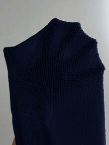 SHEIN Unity 百搭性感喇叭袖针织套头衫，适合秋冬季穿着 - 藏蓝色 - 查看 8