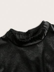 SHEIN ICON Top Ajustado Negro Con Brillos Y Recortes Para Mujer - Negro - Ver 3