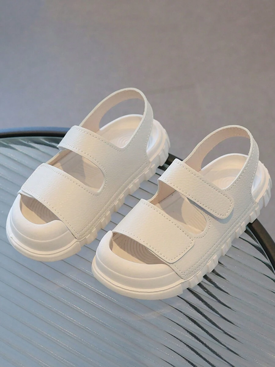 嬰兒男童流行魔鬼氈涼鞋，涼爽舒適 - 白色 - 查看 1