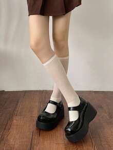 ROMWE Goth Mary Jane Women's Wedge Heel Platform Shoes - Black - View 5