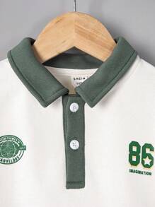 SHEIN Young Boys' Loose College Patchwork Color Block Lapel Sweatshirt And Trousers Two-Piece Set - Multicolor - View 6