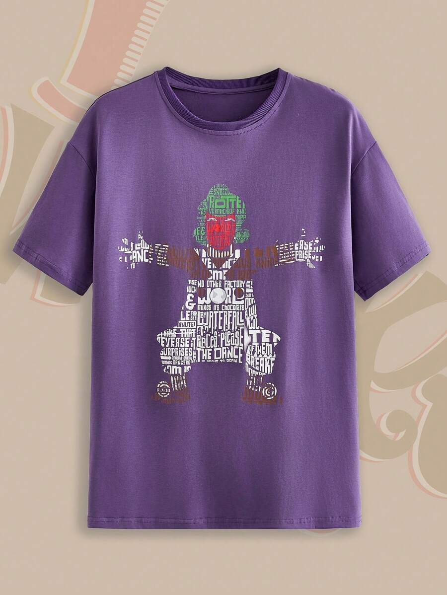 Willy Wonka and the Chocolate Factory X ROMWE Short Sleeve Graphic T-Shirt - Purple - View 1