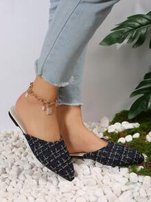 夏季戶外拼色半拖鞋，時尚透氣女士扁平大尺碼靴子 - 彩色 - 查看 2