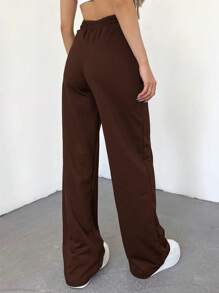 EURMUSE Women'S Drawstring Waist Sweatpants - Burgundy - View 2