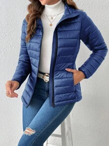 女款春季拉鍊門襟衣 - 藍色 - 查看 6