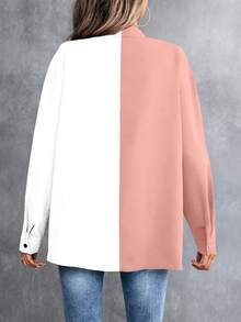 SHEIN LUNE 撞色長袖襯衫 - 粉色 - 查看 2