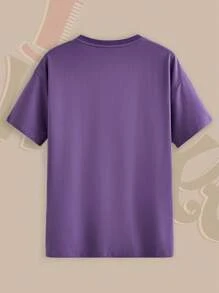 Willy Wonka and the Chocolate Factory X ROMWE Short Sleeve Graphic T-Shirt - Purple - View 2