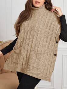 SHEIN Clasi 大尺碼針織上衣 - 杏色 - 查看 3