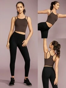 GLOWMODE FeatherFit™ Strappy Activity Cropped Tank Top Light Support Low Impact Yoga Daily