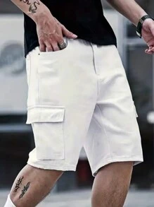 Manfinity Homme Men'S Multi-Pocket Casual Shorts - White - View 3