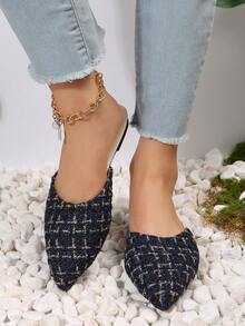 夏季戶外拼色半拖鞋，時尚透氣女士扁平大尺碼靴子 - 彩色 - 查看 1