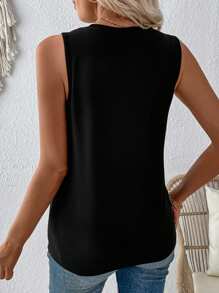 SHEIN LUNE Áo ba lỗ in hình chúc mừng năm mới 2024 dành cho nữ cho mùa hè - màu đen - Xem 2
