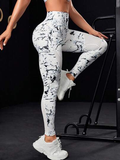 Powerista Leggings deportivos de mujer con efecto tie-dye, pantalones de yoga para mujer
