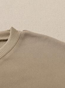 SHEIN EZwear 加大尺寸卡通和字母印花保暖衬裡毛衣 - 卡其色 - 查看 7