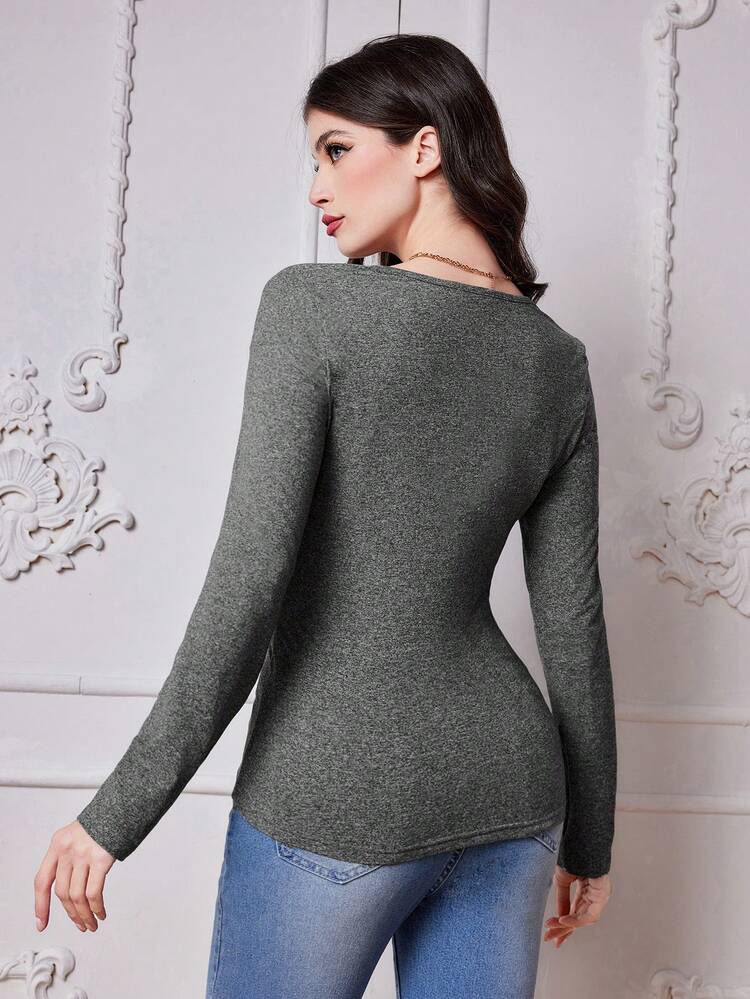 Women's Leopard Patchwork Sweetheart Neck T-Shirt