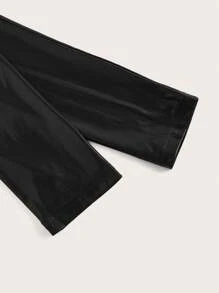 SHEIN ICON Off Shoulder Twist Knot Metallic Sheen Bodycon Long Sleeve T-Shirt - Black - View 5