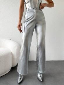 EURMUSE Ladies' Silver Coated Pants - Silver - View 6
