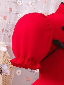 Girls' New Year Traditional Chinese Dress With Buckle - Red - View 4