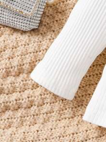 嬰兒女童格紋背帶裙，搭配圓點長袖上衣，適用於秋冬 - 彩色 - 查看 4