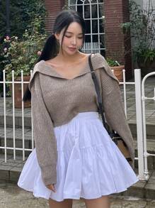 DAZY 圓領長袖毛衣 - 卡其色 - 查看 7