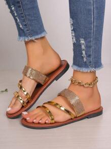 Women's New Fashion Rhinestone Beach Holiday Flat Sandals For Summer