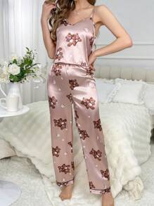 Women's Bear Print Camisole Trousers Pajama Set