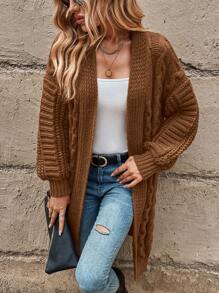 SHEIN LUNE 女士實色垂襬羊毛衫 - 巧克力棕 - 查看 6